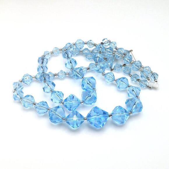 Vintage West Germany Vintage Lucite Beaded Necklace, Lt Blue, 17 Inches - Picture 10 of 10